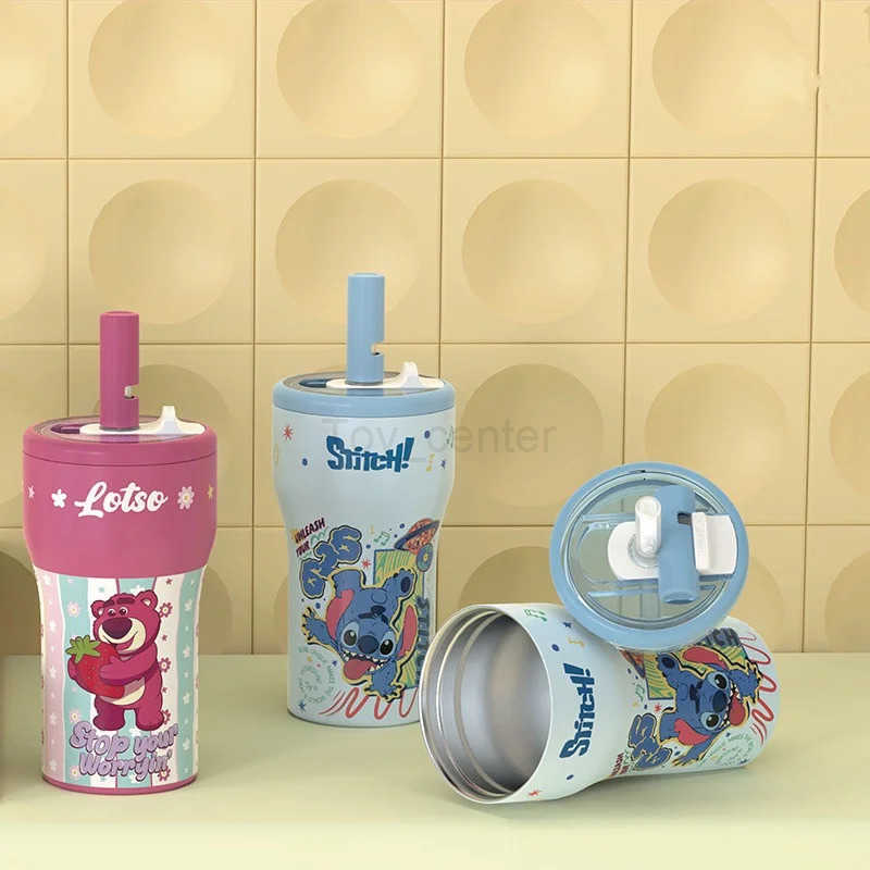 Disney Cartoon Stainless steel Thermos Cup 630ml Stitch Lotso Coffee Cup With Straw Large-Capacity Cute Water Cups Car Cup Gift H251203