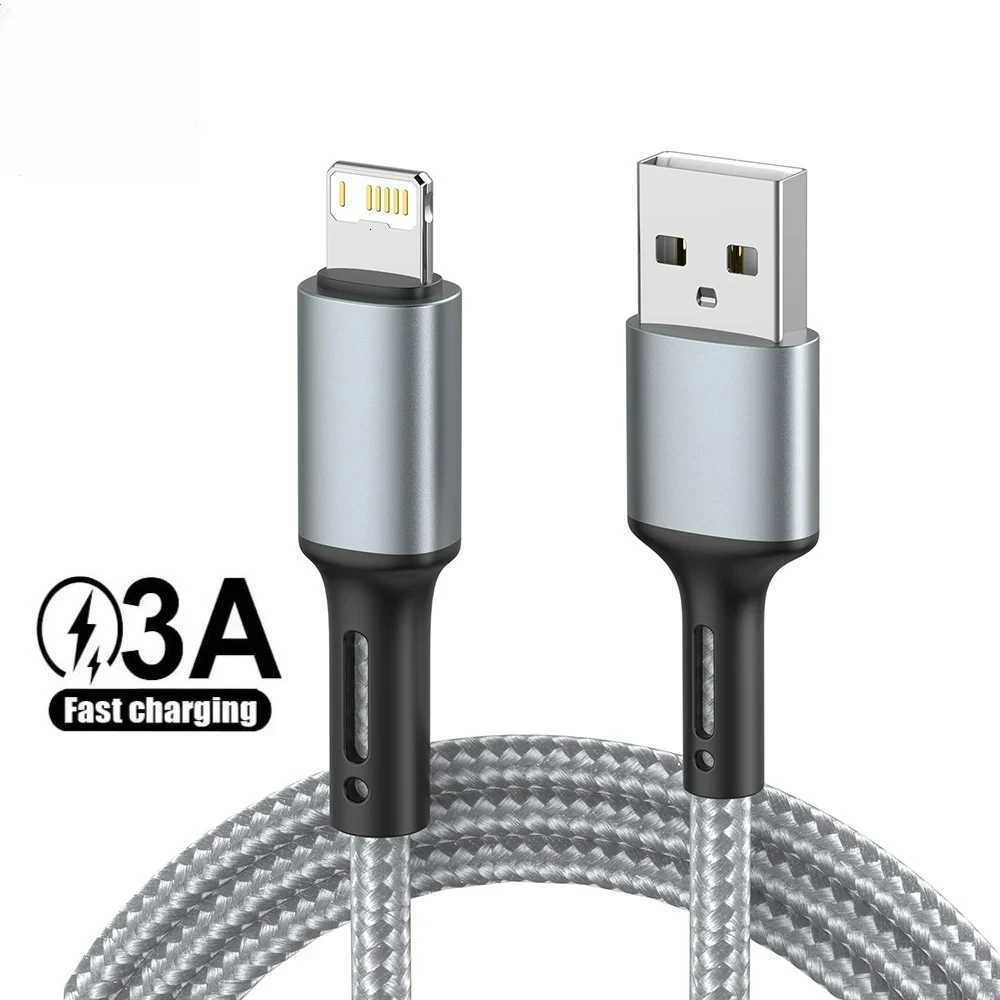 Durable 3A USB To Lightning Cable for IPhone 14 13 12 11 Pro Max X XR 8 7 6s Plus Fast Charge 1m 2m Long Data Sync Wire C251203