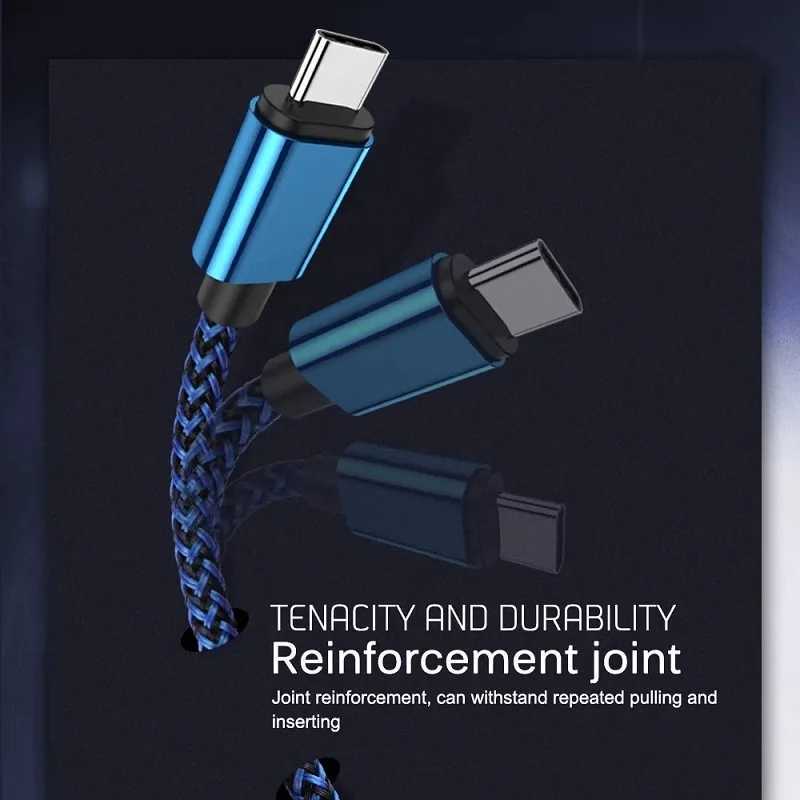 3A USB Type C Cable Fast Charging Battewry Charger Wire Nylon Date Charger For Phone Accessories 1M 2M 3 C251203