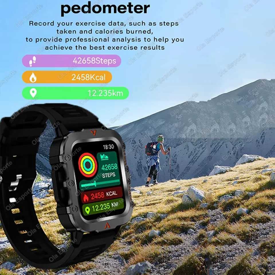 Men Smart Watch Call Sleep Rate Health Monitor Outdoor LED Flashlight Waterproof Sports Watche For Android IOS C251203
