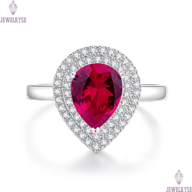 red diamond designer bands rings for women wedding luxury 925 sterling silver love pear heart ring 8A zirconia mariage engagement wed woman jewelry gi