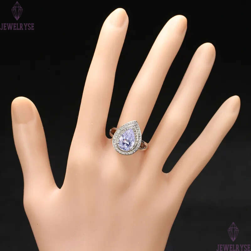 Luxury Jewelry Designer Bride Wedding Water Drop Rings Size 6-9 AAA Cubic Zirconia Copper White Blue Yellow Green Diamond Love Engagement Silver CZ Ri