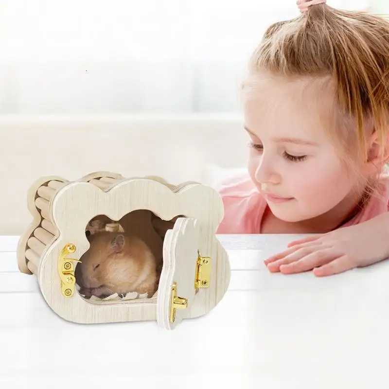 Tiny Hamster Wooden House Cute Cloud Shapes Tiny Hamster Hideout Small Animals Habitat Hut Small Pets Woodland House Habitats M251206