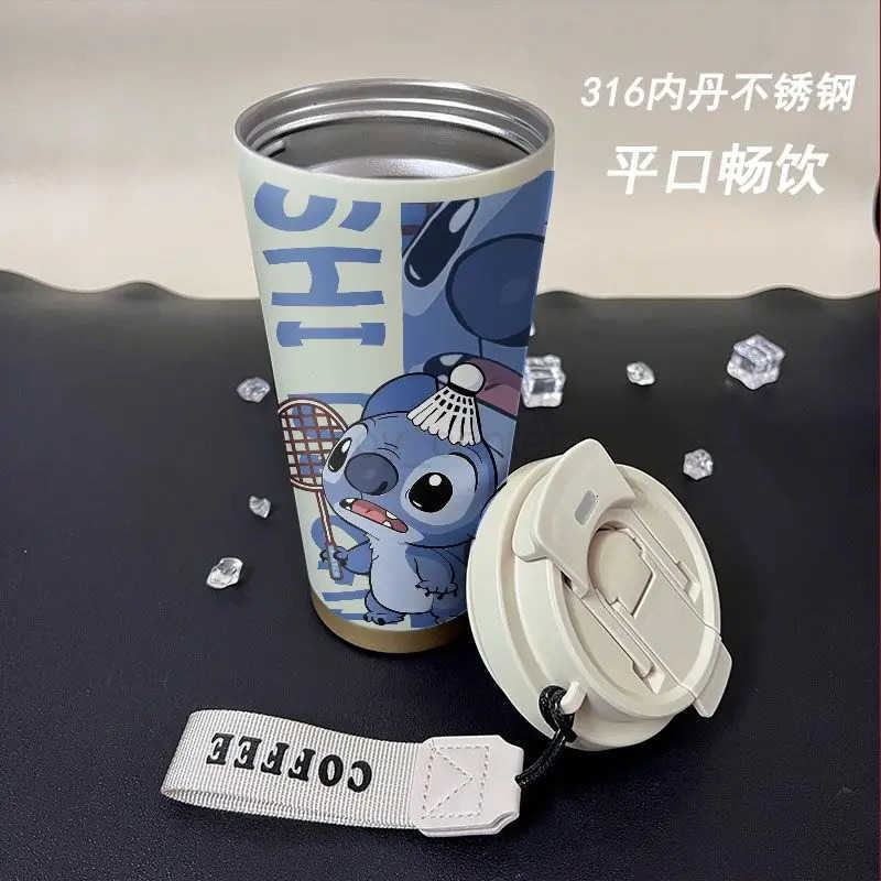 Disney New Stitch cartoon cute thermos mug creative large capacity insulated cold coffee mug leak-proof direct drink cup gift H251203