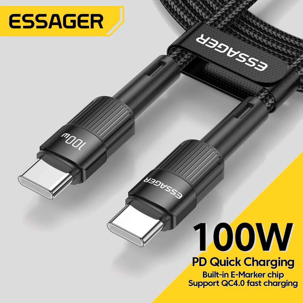 Essager 100W USB Type C To USB C Cable USB-C PD Fast Charging Charger Wire Cord For book Type-C USBC Cable C251203