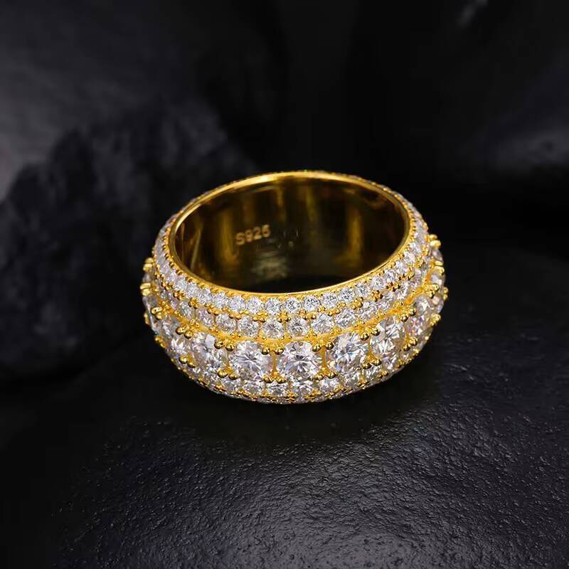 Vvs 5 Rows Moissanite Ring Unisex Solid 925 Silver Moissanite Pinky Hop Ring -hop Jewelry