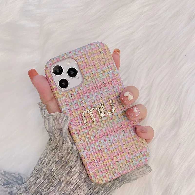 Woven luxury Pattern Suitable for 17 Promax Phone Case for IPhone 13/14/15/16 Pro Half Pack Protective Case Anti Drop Cover Case M251203