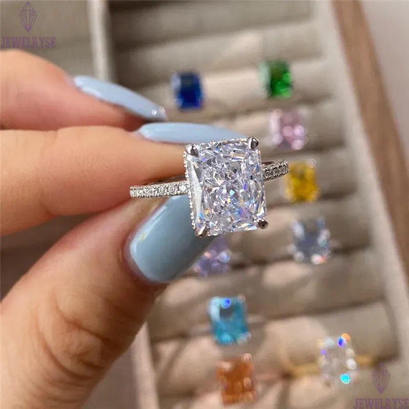 4ct diamond band ring designer for woman wed promise 925 sterling silver green blue 8A cubic zirconia luxury womens engagement wedding gold rings jewe