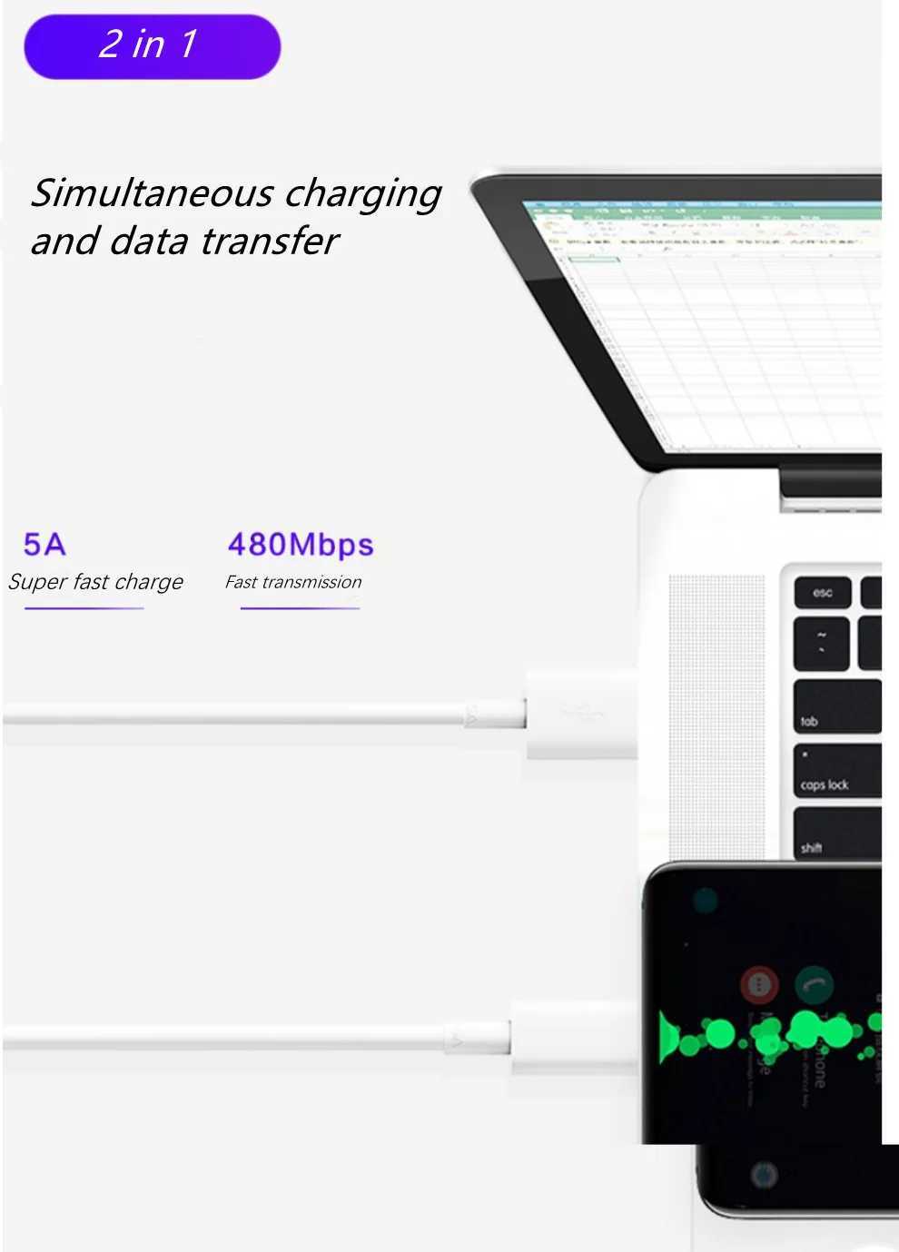 5A USB Type C Cable For Mate 60 20 P50 P40 P30 Pro Lite 40W 480Mbps Fast Charging Charger USB-C Type-C Cable Wire Cord C251203
