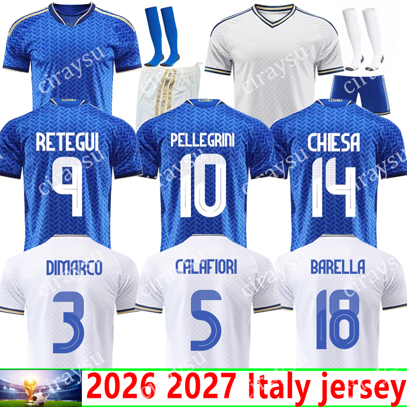 2026 27 World Cup Italy maglia Soccer Jerseys RASPADORI Orsolini Casadei FRATTESI BARELLA Jerseys RETEGUI Tonali Italia Dimarco Bastoni Football Shirt Men Kids Kit