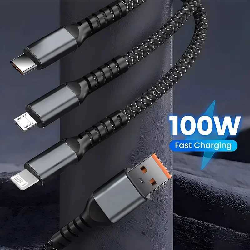100W 3 In 1 ot Lamp er Fast Charging Cable 6A Universal with Type C Usb Micro for Iphone C251203