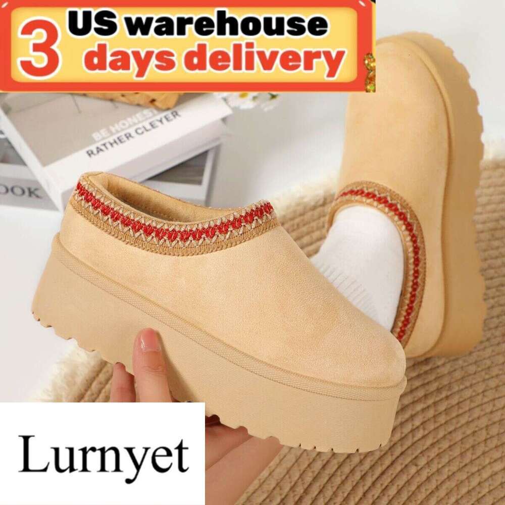 Lurnyet Designer slipper snow boots men women slippers platform Boot slide mustard seed ultra mini slipper chestnut suedeshoes womens winter ankle booties BONA-13