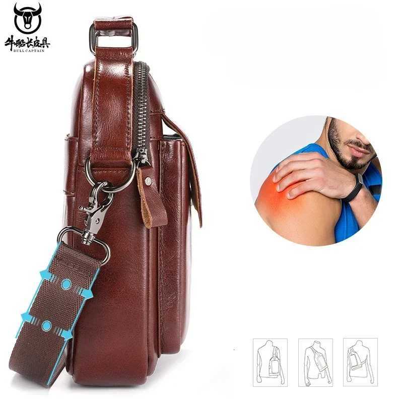 BULLCAPTAIN 2025 New Cowhide Mens Bag Fashion Shoulder Bag Gift for Husband Large Capacity Handbag Crossbody Bags Designer Bag X251203