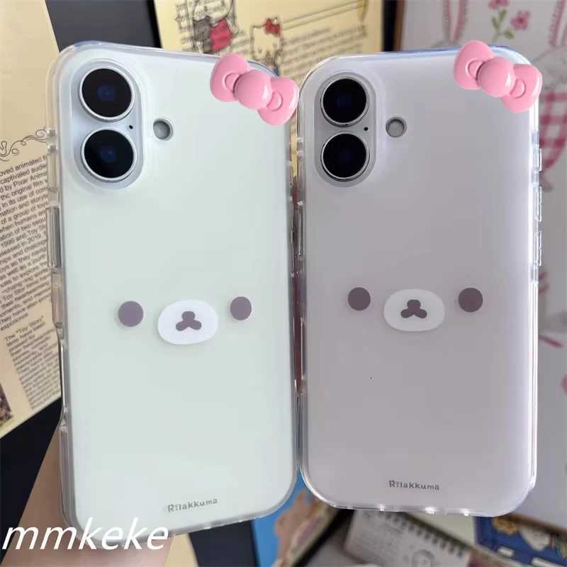 Japan Korean INS Style Cute And Relaxed Bear Phone Case For iPhone 16 15 14 13 12 11 Pro Max XR XS 7 8 Plus MINI Y2K Lucky Cover H251203