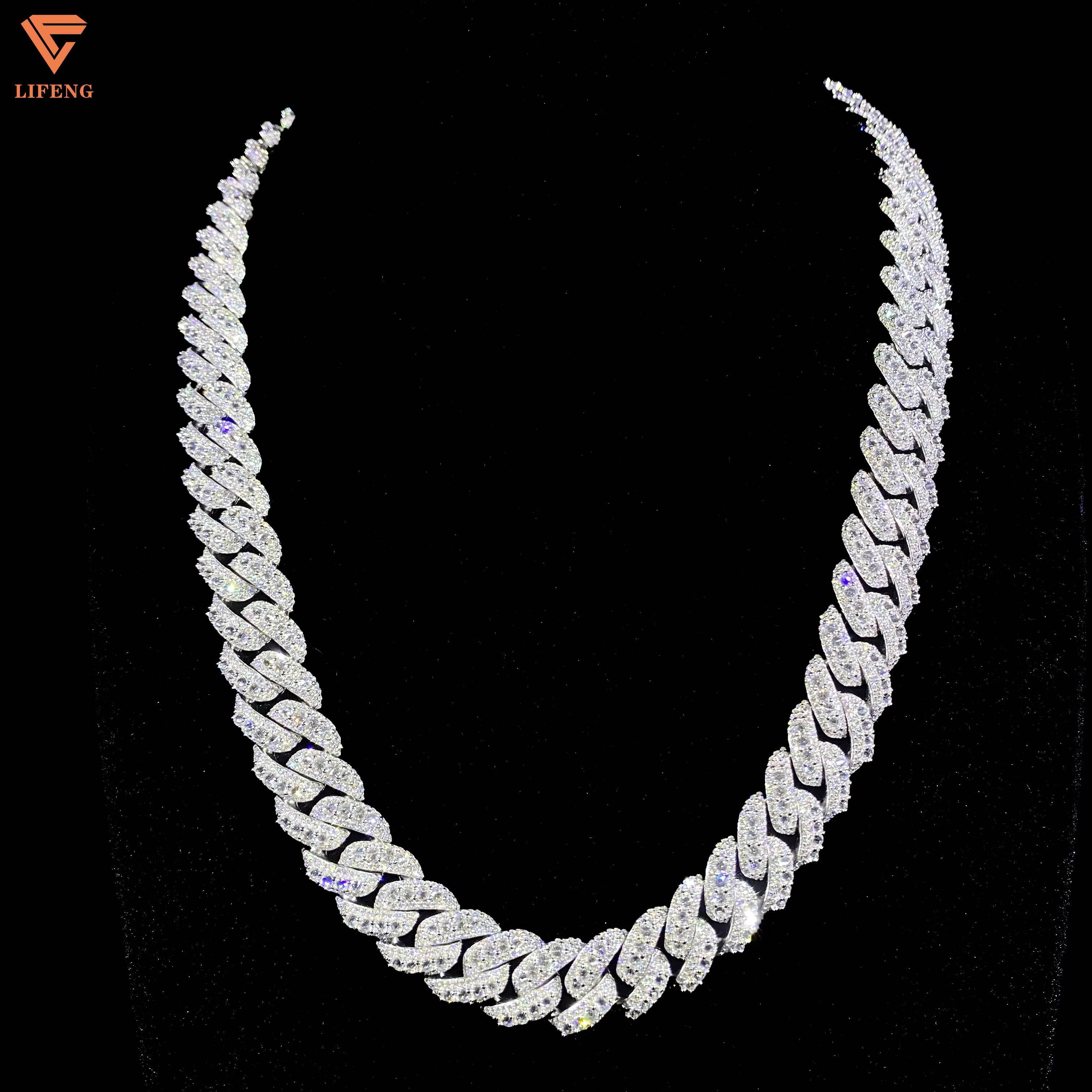 New Design 925 Silver Upside Down Setting 14mm VVS Moissanite Middle Large Stone Chains Fast Shipping with GRA Certificate