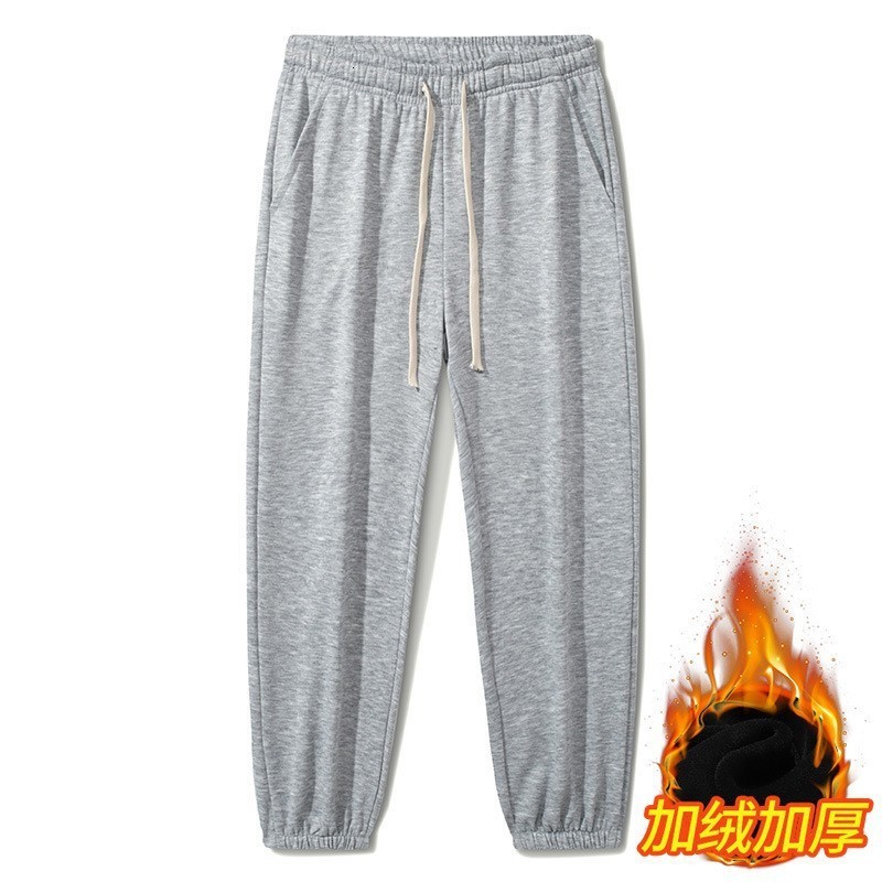 Mens casual solid-color stretch-drawstring sweatpants loose-fitting jogging pants perfect for all seasons fall and winter 251105