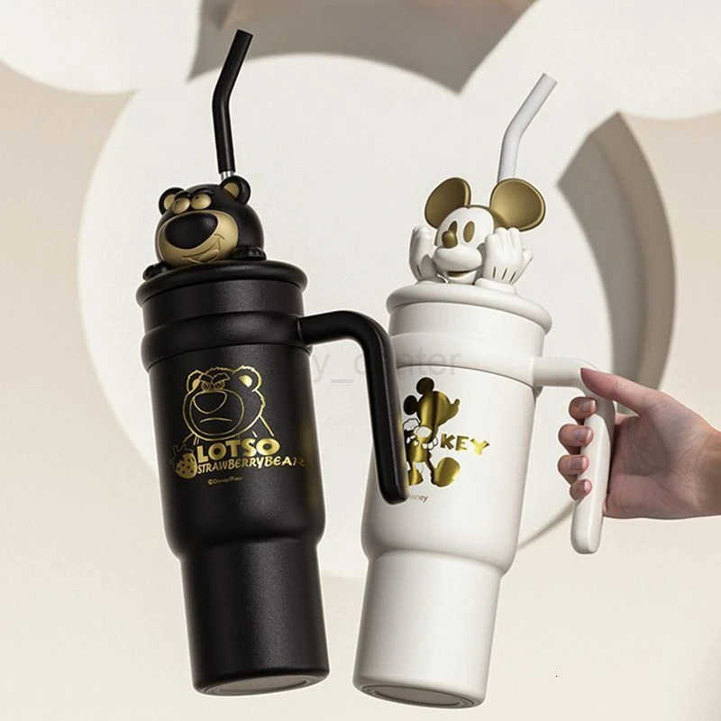 Disney New Lotso Mickey Thermos Creative High-value Anime Cartoon Printed Large-capacity Portable Double-drinking Suction Cup H251203