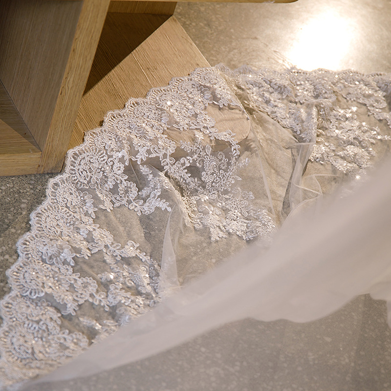 Princess Wedding Bridal Veil Two Layer 3M Cathedral Lace Flower With Comb Wedding Accessories Customized velos de novia