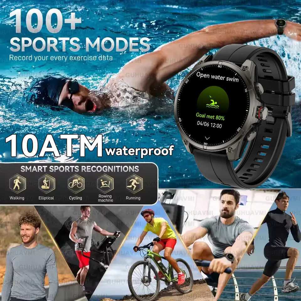 2025 Military Outdoor Sports Smartwatch Men GPS trackr 10ATM Flashlight 143 HD Display Sn Call Fitness Watches C251203
