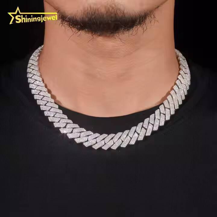 Fair Deal Promotion Heavy Thick 15mm Cuban Link Chain Moissanite Cuban Bracelet Necklace Custom Diamond Cuban Links