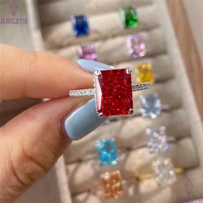 4ct diamond band ring designer for woman wed promise 925 sterling silver green blue 8A cubic zirconia luxury womens engagement wedding gold rings jewe