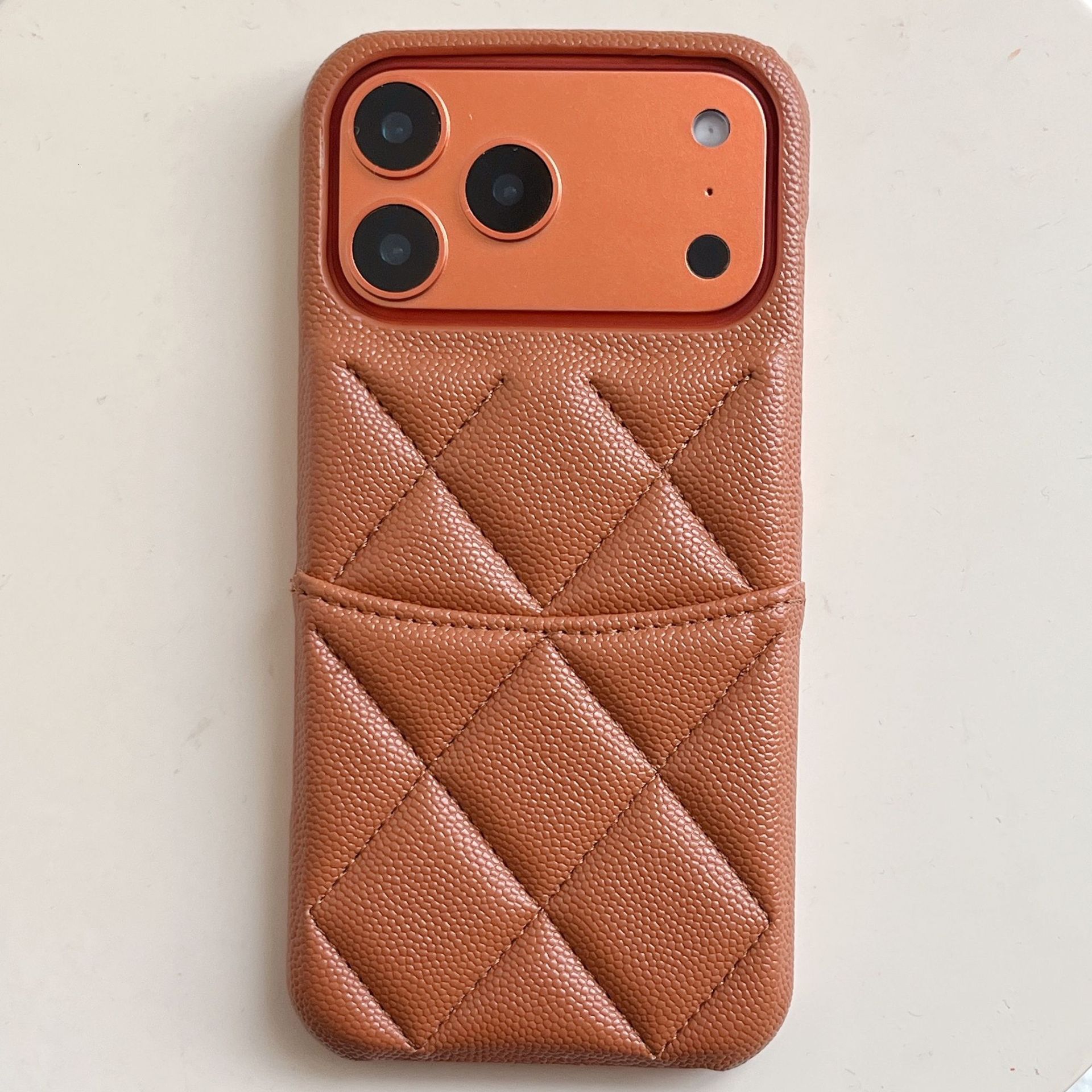 Lychee Pattern Leather Phone Case iPhone 17 Pro Max Style Quilted Luxury Apple 16/15/14 Pro Goddess