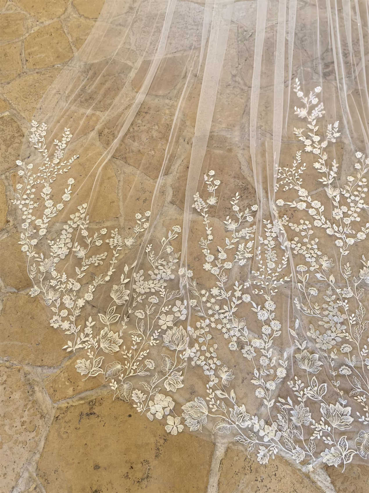 Princess Wedding Bridal Veil Lace Edge One-Layer 3M Cathedral Applique Sequins White/Ivory Veil With Comb Customized velos de novia