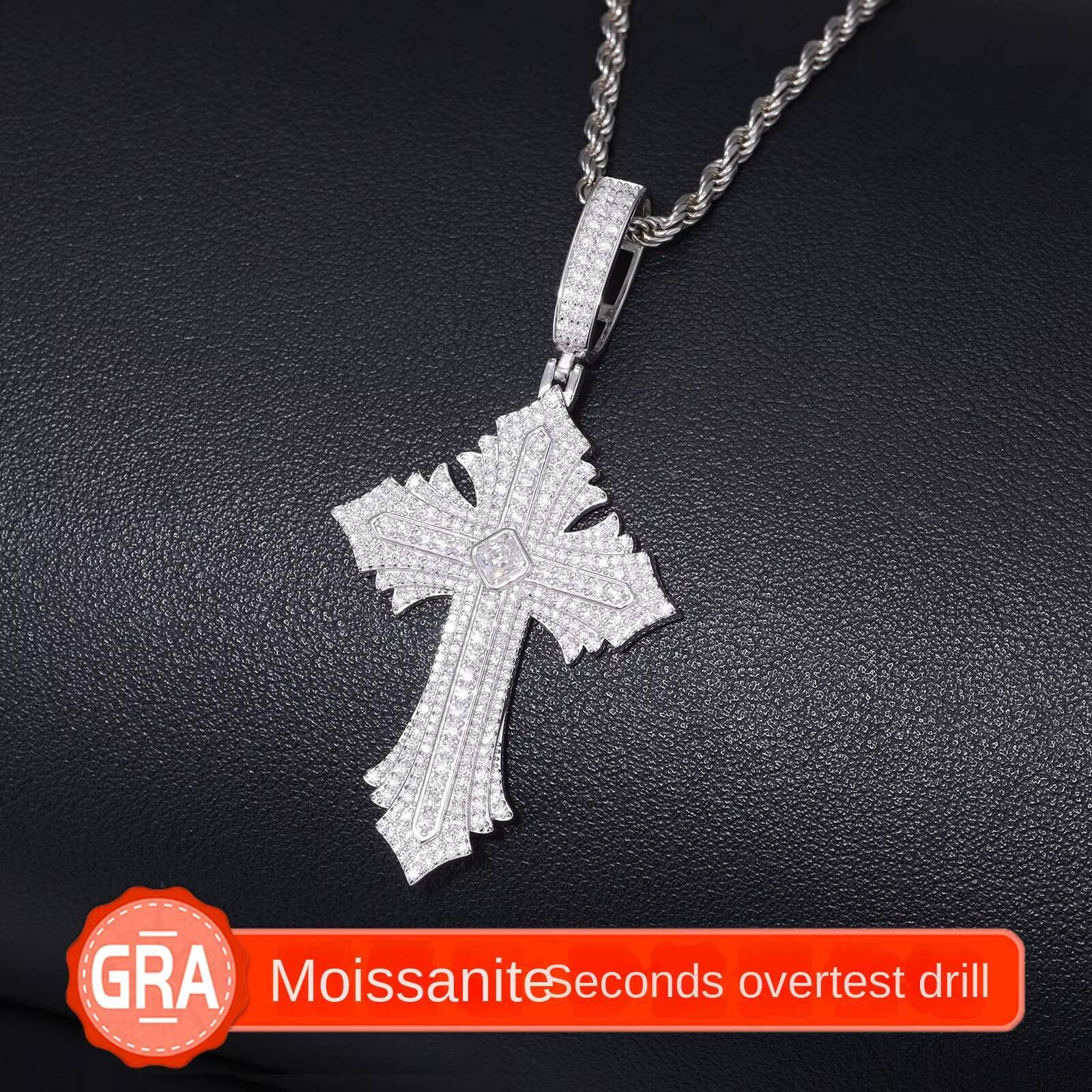 VVS Moissanite Pendant Iced Out Cuban Cross Pendant Necklace Men Hip Hop Jewelry Gift Gold Plated 925 Sterling Silver Pendant