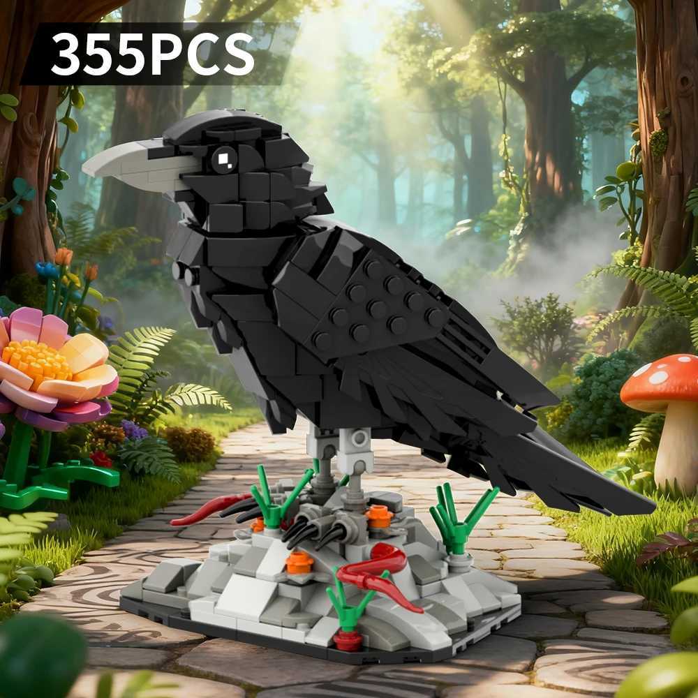 MOC Raven Bird Model Kit Detailed Black Crow Building Blocks Setfor Kids Adts Creative DIY Bricks Toy Gift for fan C251203