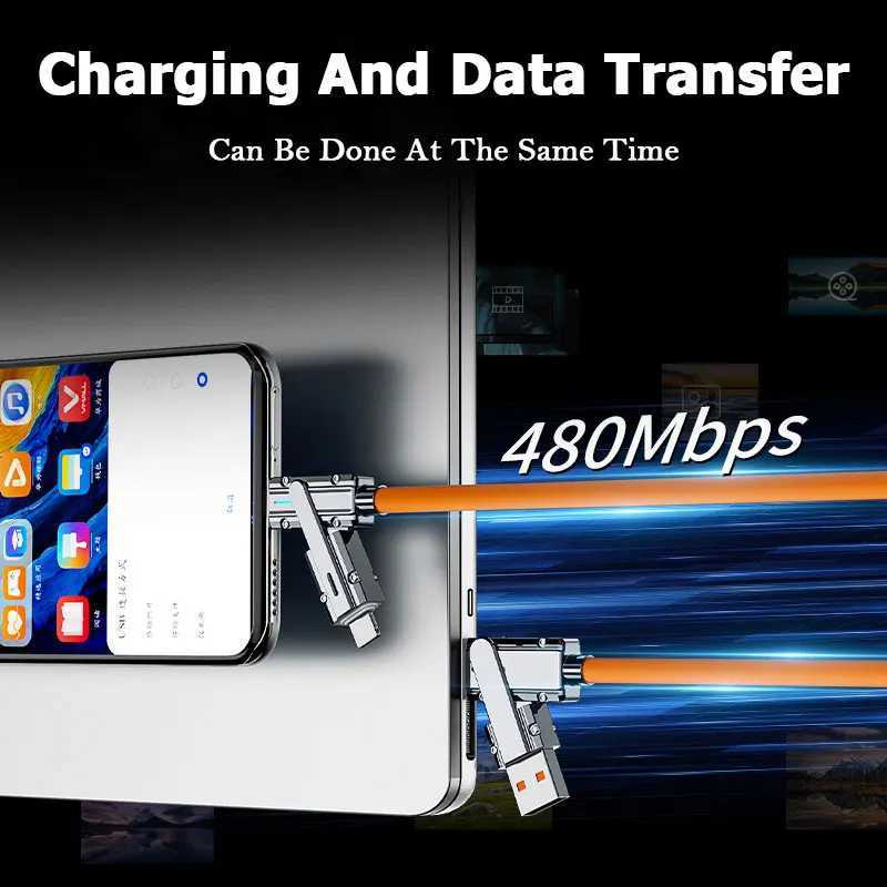 2-to-2 Data Cable 100w er Fast Charging Cables Zinc Alloy PD 4-in-1 Mti USB Type C to Lightning Type C for Phone Tablet C251203