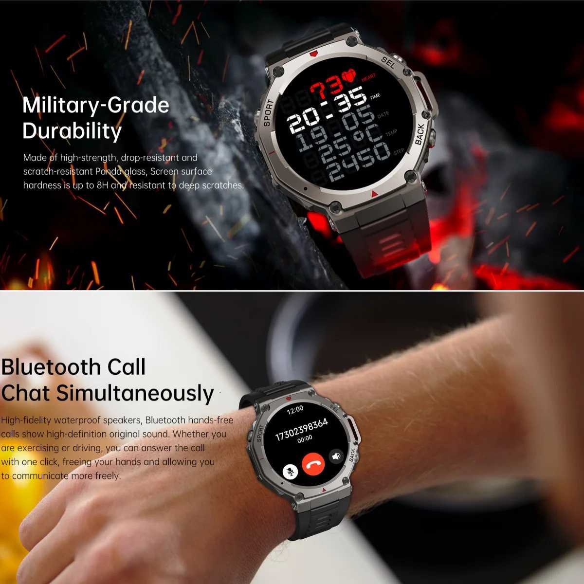 VWAR T-Rex 3 Dual-Band GPS Military Smart Watch 48mm 10ATM Water-Resistant Cpass Altimeter Smartwatch Men For C251203