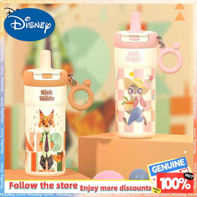 Disney Judy And Nick Stitch ChildrenS Stainless Steel Cute Appearance Level 2025 New Model Cold Insulation Straw Water Cup H251203