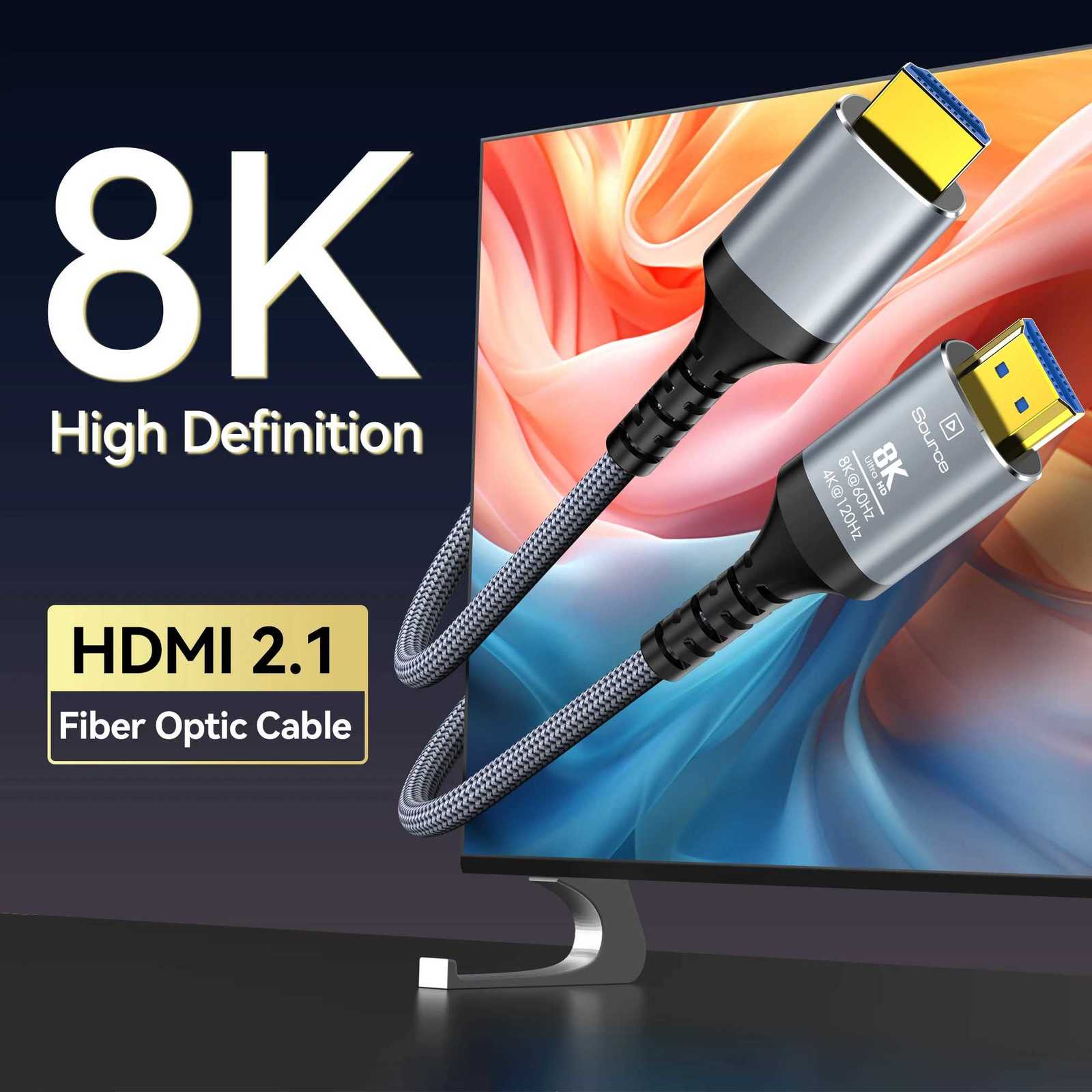 8K 21 Fiber Optic Cable 8K60Hz 4K120Hz Cable Dynamic HDR/eARC/HDCP 23 Cpatible with TV/PS5/-ray C251203