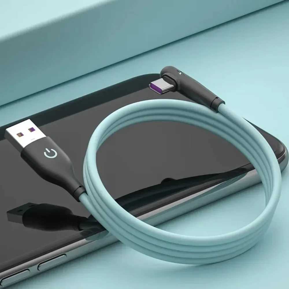 90 Degree Cable for Game Video 5A Fast Charging Cable USB A To Type C Liquid Silicone For Mobile C251203