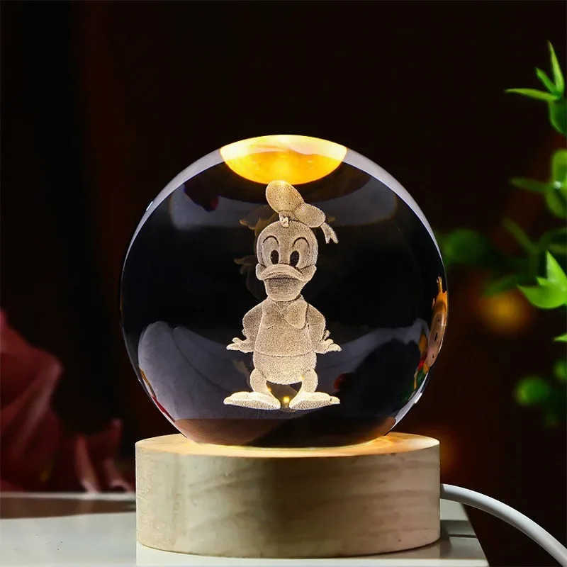 Disney Cartoon Lilo Stitch Night Light Crystal Ball Cute 3D Glass Balls Table Lamp LED Desktop Decoration Christmas Gift Toy H251203 - view 6