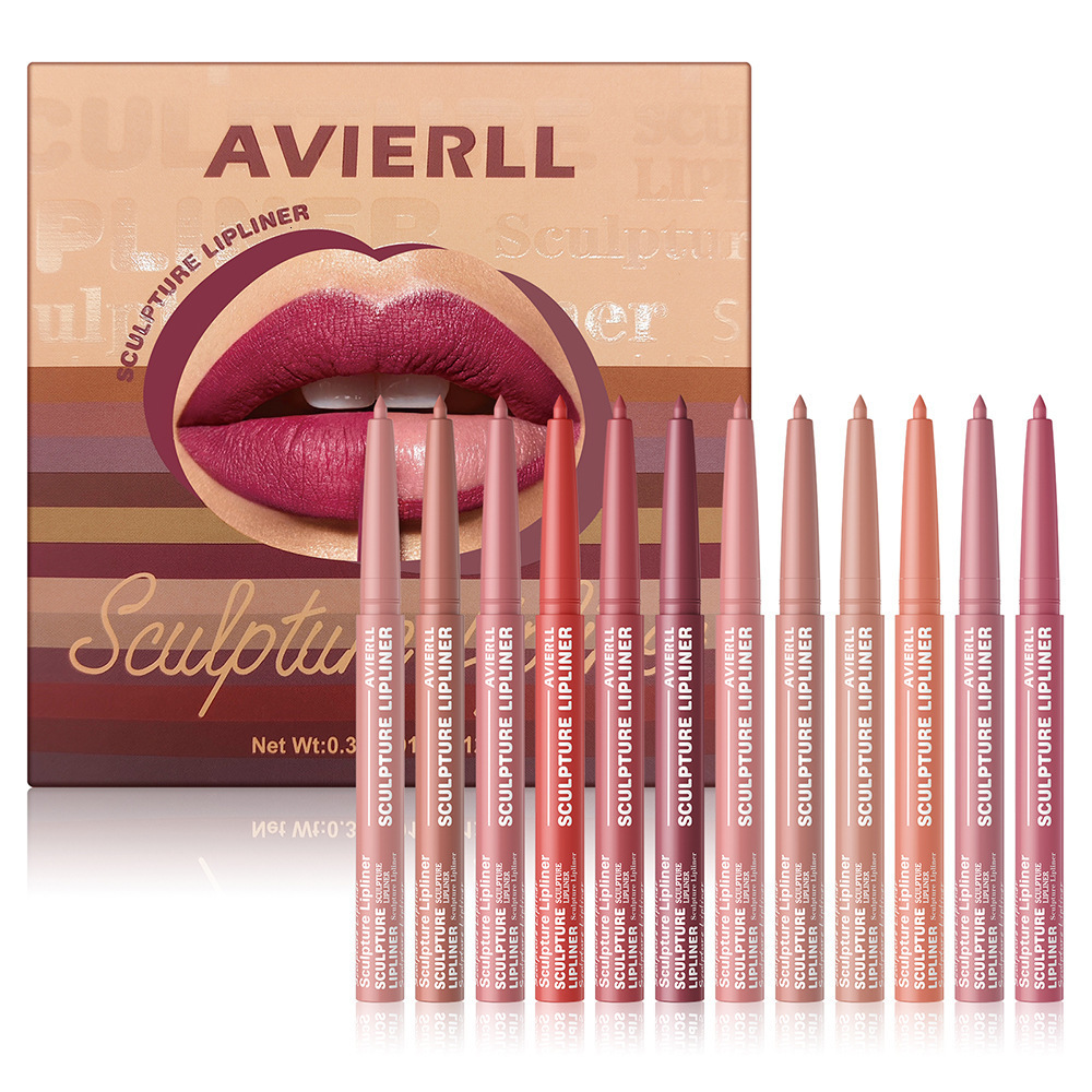 QI 12 Colors Lip Pencils Matte Lipliner Pencil Waterproof Lipstick Lip Liner Pen Smooth Nude Lipstick Pens For Lips Makeup 250108