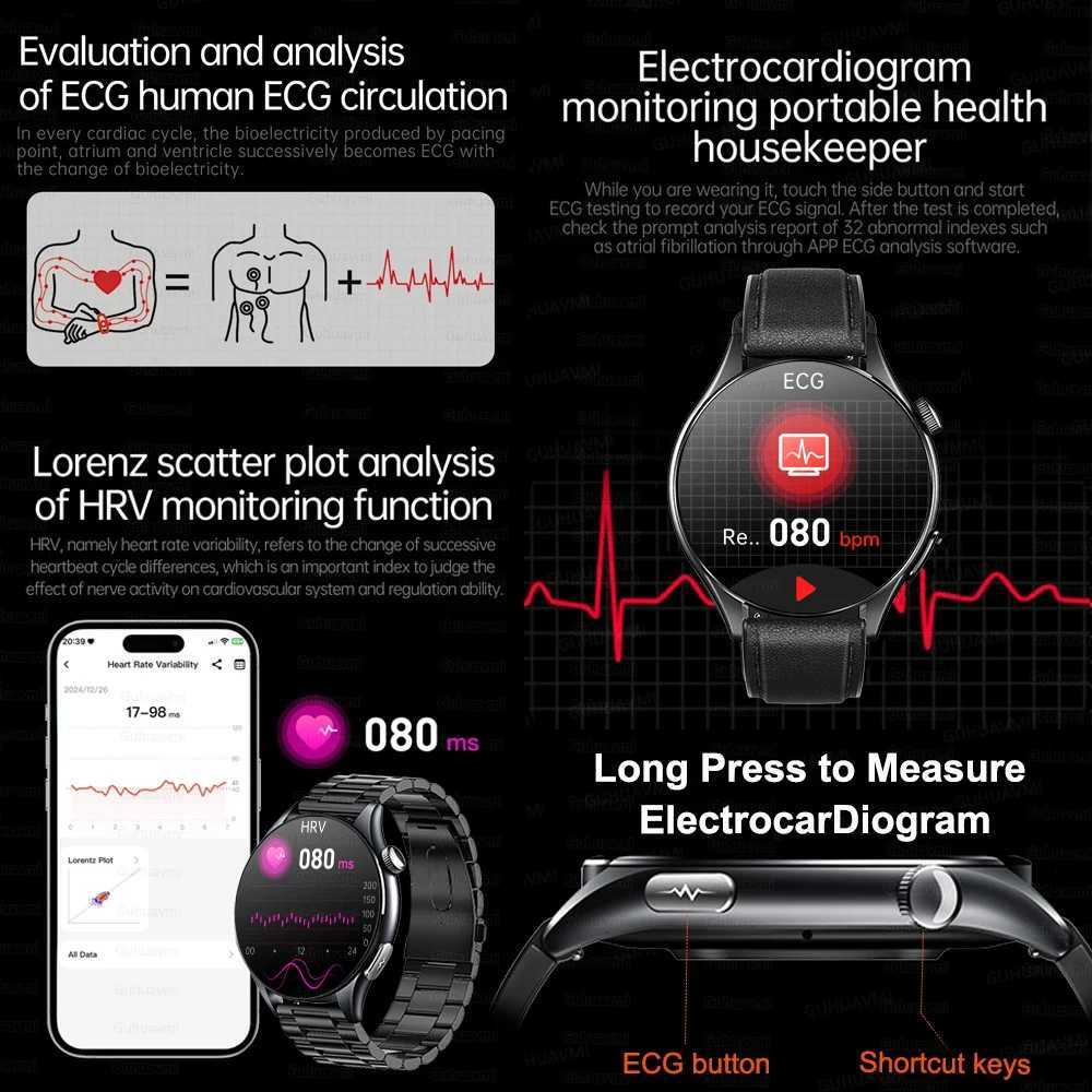 2025 NEW For Health Care ECGPPG Smart Watch Precise Blood Lipids Pressure Body Analysis Vo call Waterproof Smartwatch C251203