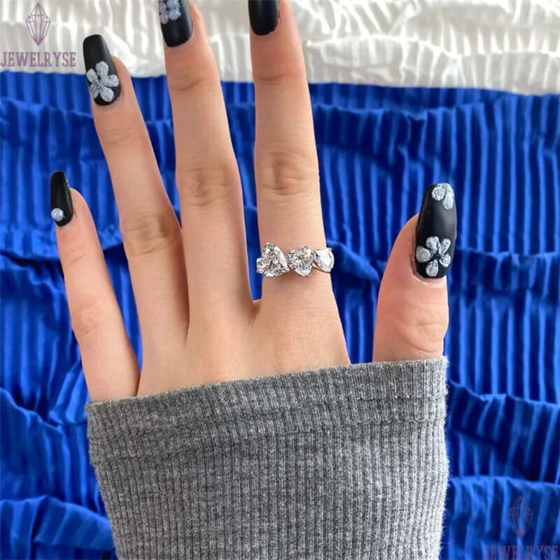 Ins Top Cute Wedding Rings Fashion Jewelry 925 Sterling Silver ring Fill Heart Shape White 5A Cubic Zirconia CZ Diamond Promise Eternity Engagement Fo