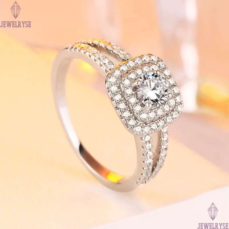 luxury 2pcs/set stacking diamond designer ring for wed propose s925 sterling silver 5A zirconia engagement wedding rings jewelry woman party gift box 