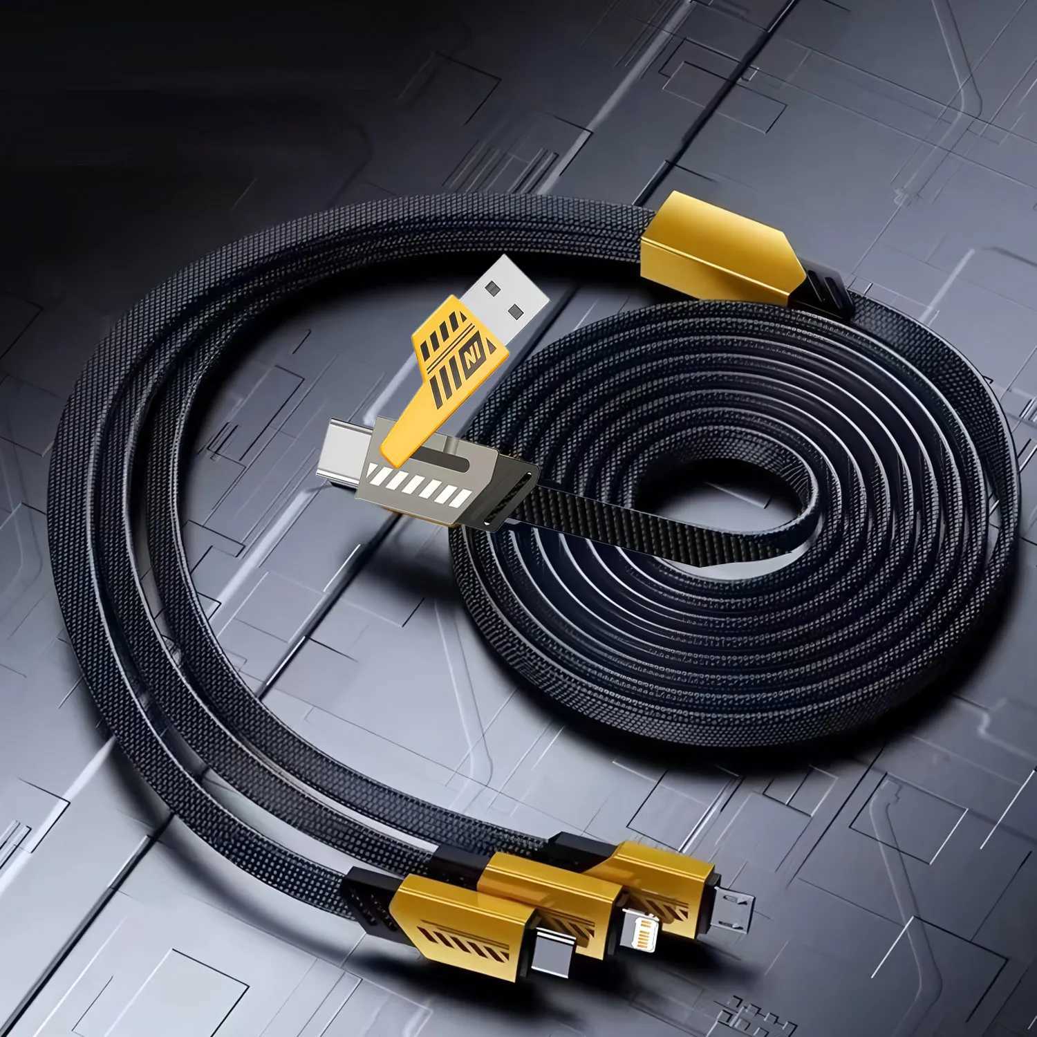 2-in-3 240W USB/Type-c To Type-c/Micro/L er Fast Charging Mecha Data Cable 12M For iPhone Android Notebook/Tablet C251203