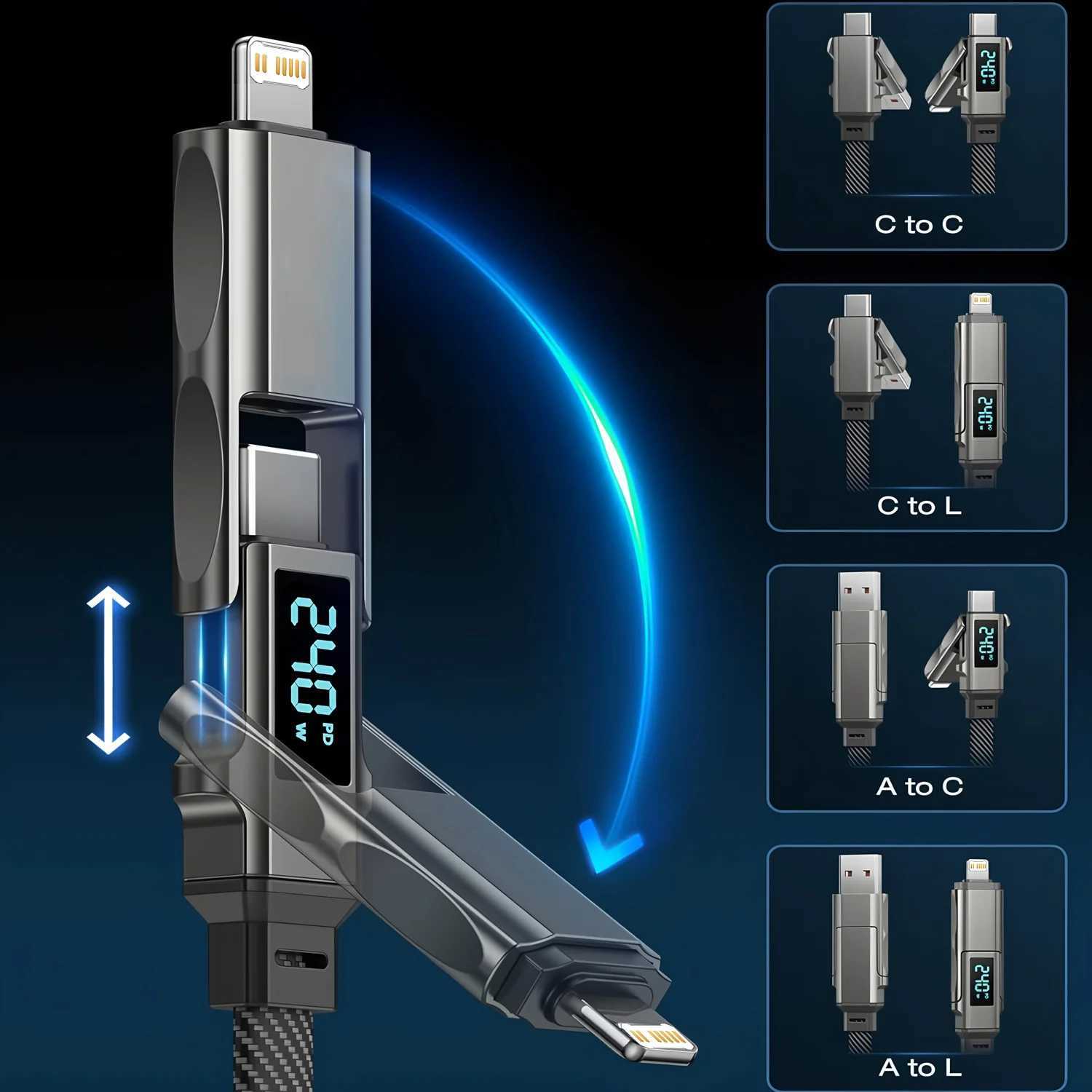 Mti - Interface Fast Charging Cable with Digital Display For iPhone 15 14 Max Book iPad iphone chargers C251203