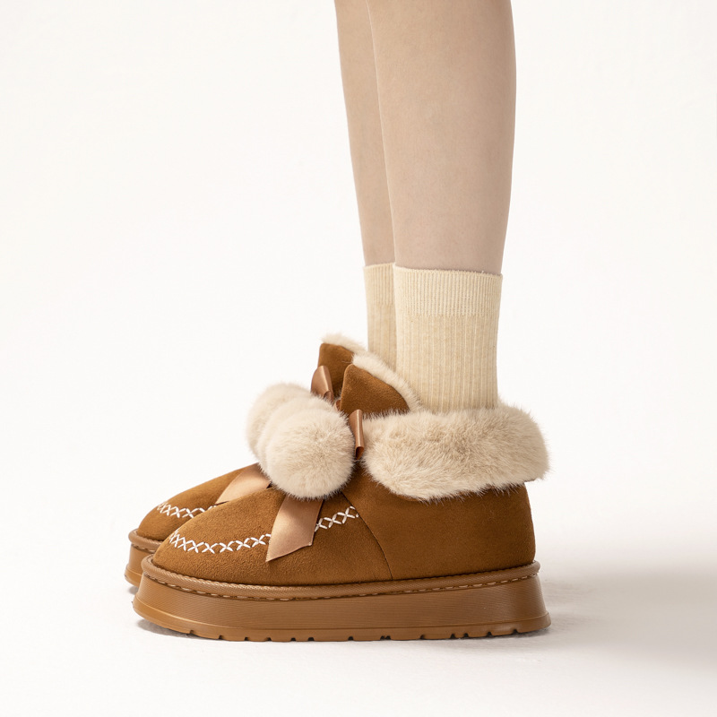 Women's 2026 Winter New Style Fuzzy High-Top Backless Slippers Warm Indoor Home Shoes & Outdoor Snow Boots