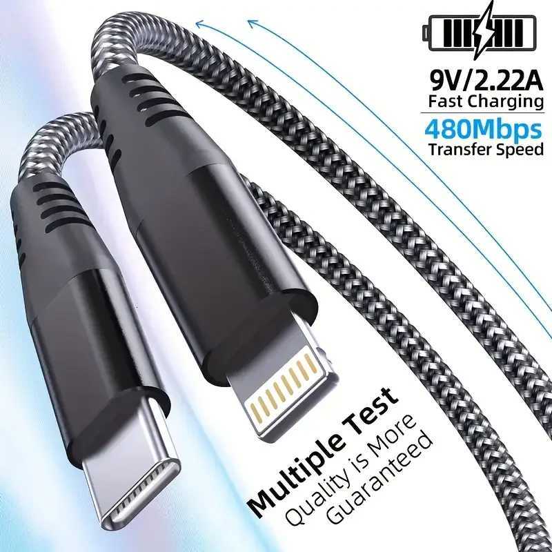 1PC 2PCS MFi Certified Fast Cable durable Nylon Braided Cord USB C to Lightning Cable Fast Charging Data for iPhone 14 13 12 11 C251203