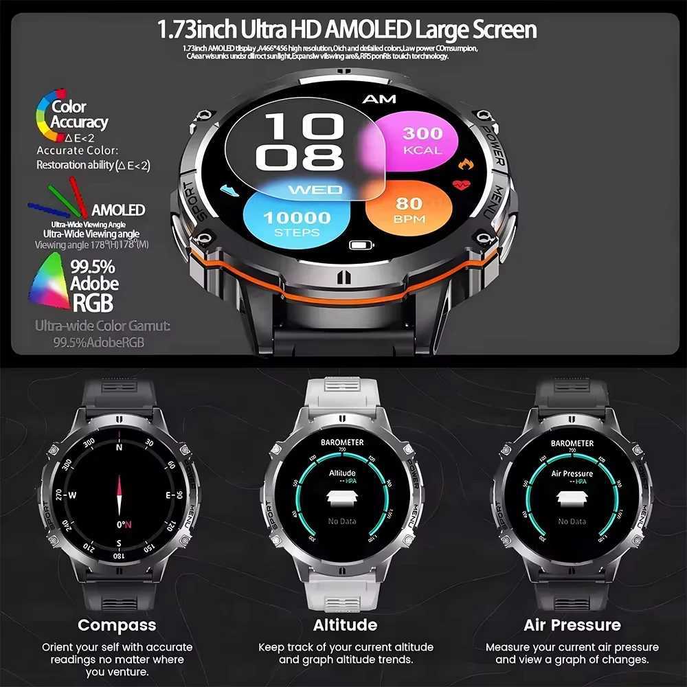 2025 Hot S SmartWatch T-Rex 3 GPS 1000Mah Battery Cpass 10ATM Waterproof Tactics Sport Flashlight BT call Men Smart Watch C251203
