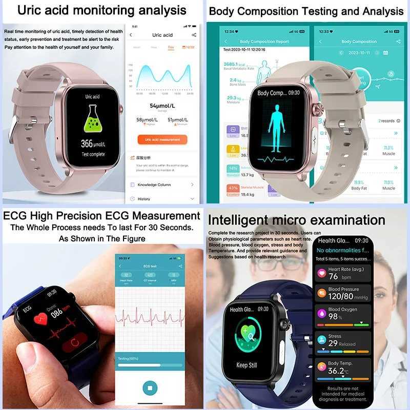 2025 New ECGPPG Monitoring Smart Watch Wen Blood pressure Blood Lipid Uric Acid Wen Menstrual Health Tracker Smartwatches C251203
