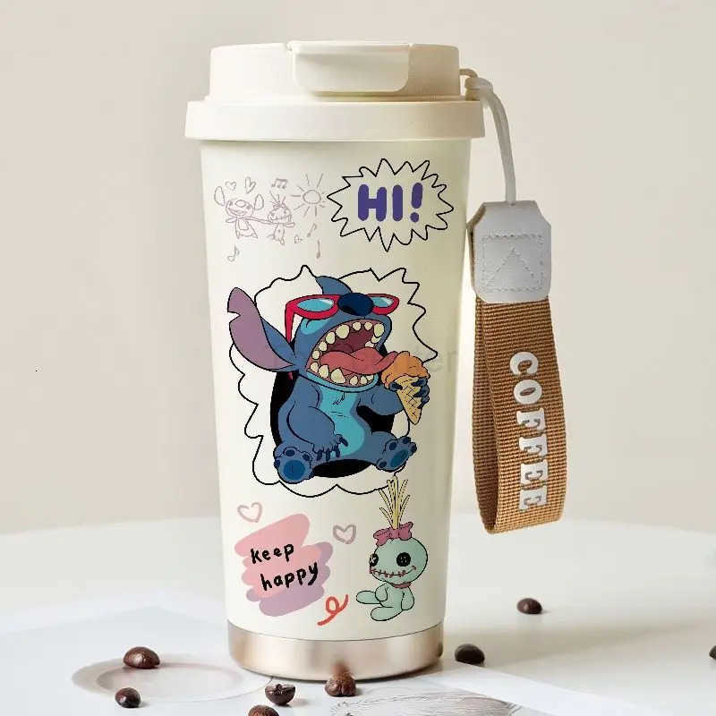 Disney Stitch Stainless Steel Insulated Cup Cute Cartoon Personalized Creative Couple and Student Coffee Cup Birthday Gift H251203