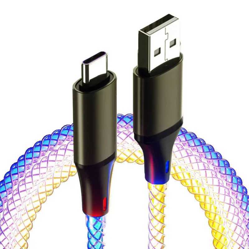 1PC Fast Charging RGB Breathing Luminous Gradient Light Data Cable 66W TYPE-C Charger For iPhone 15 PD Cord C251203