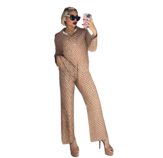 Designer Tracksuits Women Solid Color Round Neck Short Sleeve T-shirt Printed Wide Leg Pants Casual Two Piece Set