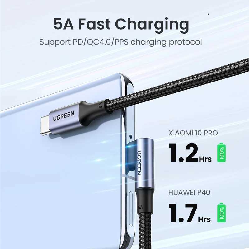 UGREEN USB Type C to USB C Cable 100W for iPhone 15 book Pro S23 5A Fast Charging QC 40 USB-C Type C Gaming Cable C251203