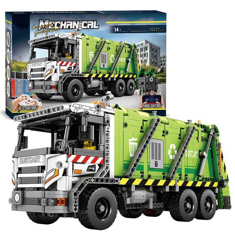 Remote Control Cpressed Garbage Truck Building Blocks Ci Sanitation Technical RC Car Model Bricks Kids Toys Holiday Gifts C251203